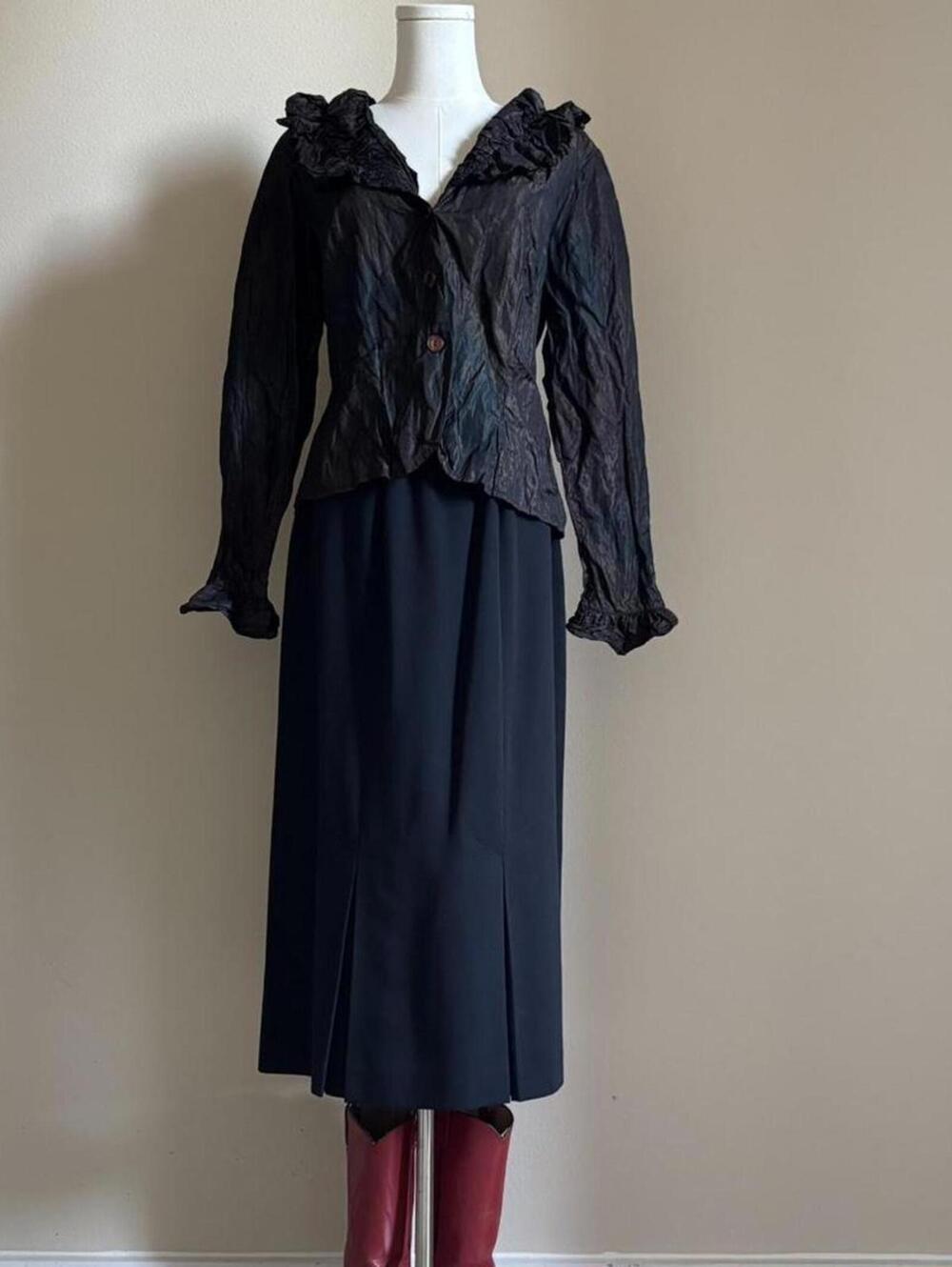 vintage Anne Fontaine crinkle metallic brown button up blouse - Picture 6 of 8
